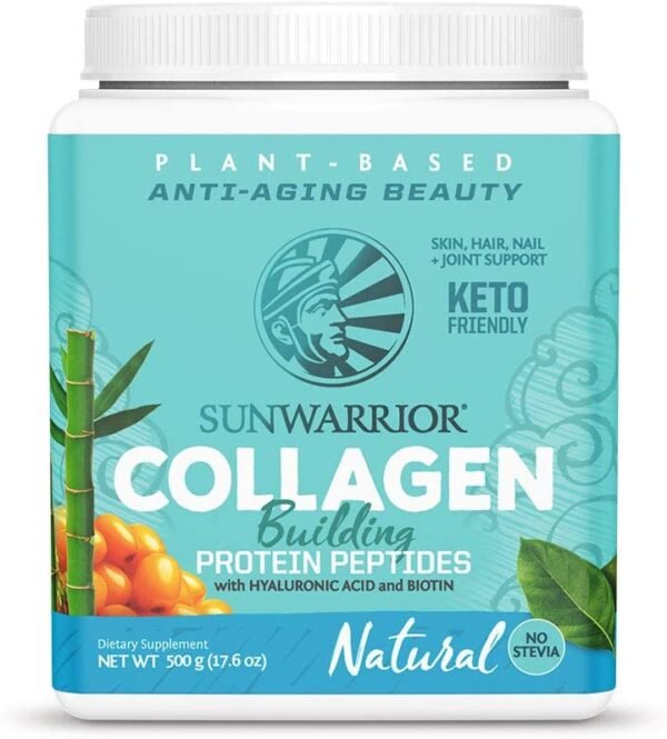 Sunwarrior Plant-Based Collagen Building Protein Peptides – Organic, Vegan, with Hyaluronic Acid & Biotin (500g)